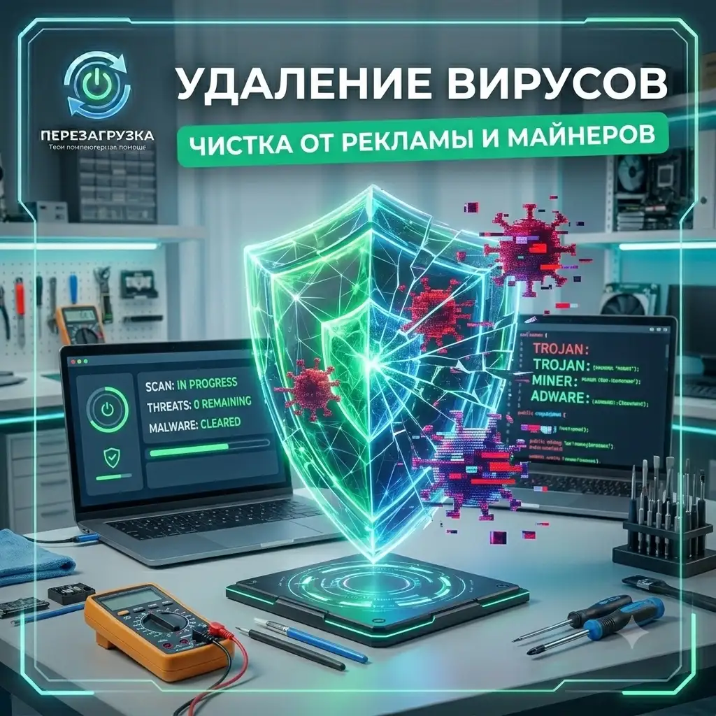 Удаление вирусов и чистка от рекламы